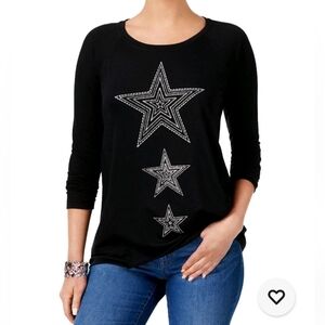 Style & Co Metallic Star bling  Sweatshirt Size Large